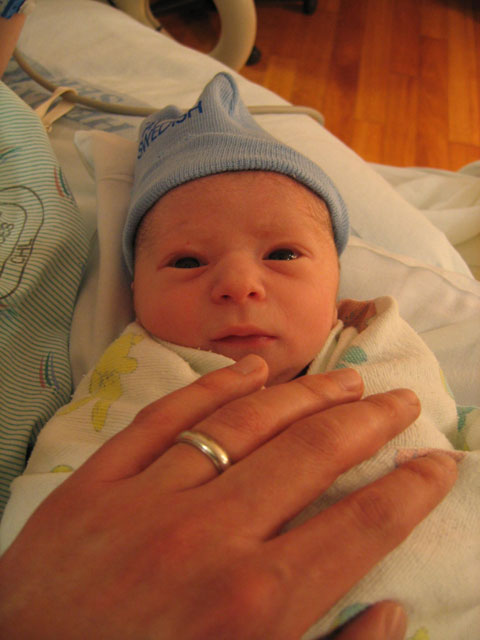 Just born - eyes wide open.